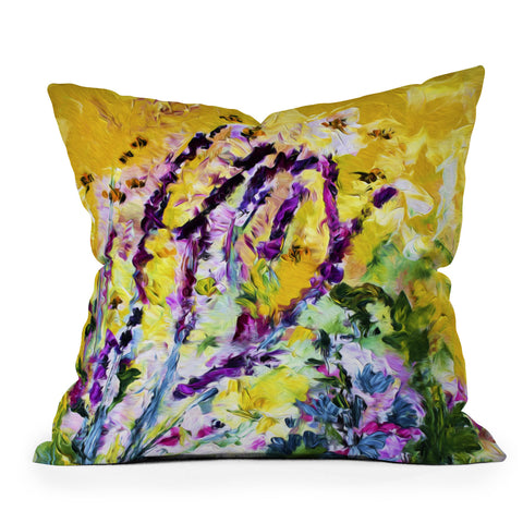 Ginette Fine Art Lavender and Bees Provence Throw Pillow