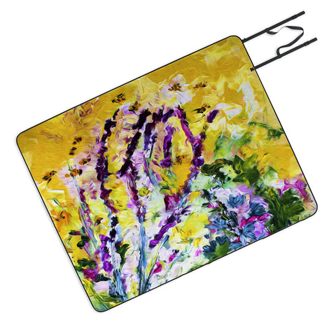 Ginette Fine Art Lavender and Bees Provence Picnic Blanket