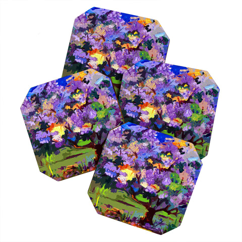 Ginette Fine Art Lilac Tree Coaster Set