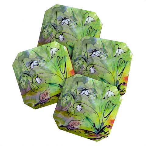 Ginette Fine Art Lily Of The Valley Coaster Set
