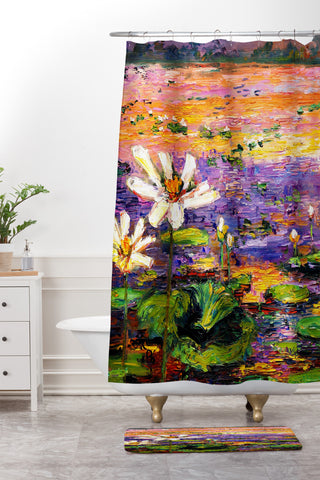 Ginette Fine Art Lily Pads Pond Shower Curtain And Mat