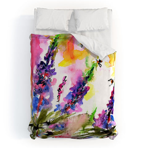 Ginette Fine Art Lupines In The Forest Duvet Cover