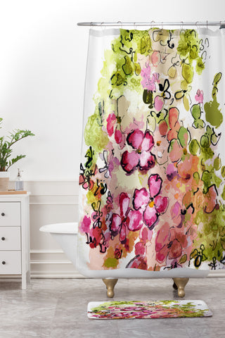 Ginette Fine Art Mille Fleurs Shower Curtain And Mat