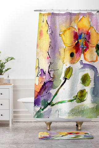 Ginette Fine Art Modern Orchid Shower Curtain And Mat