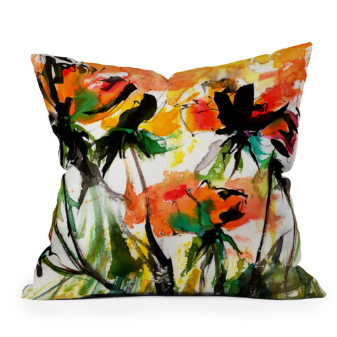 Ginette Fine Art Modern Peach Roses Throw Pillow