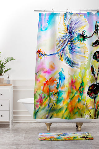 Ginette Fine Art Nosy Hibiscus Flower Shower Curtain And Mat