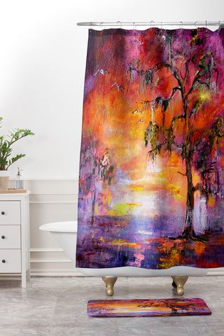 Ginette Fine Art Okefenoee Sunset Shower Curtain And Mat