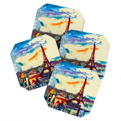 Ginette Fine Art Paris Skies Coaster Set