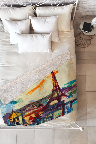 Ginette Fine Art Paris Skies Fleece Throw Blanket