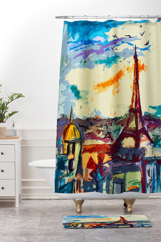 Ginette Fine Art Paris Skies Shower Curtain And Mat