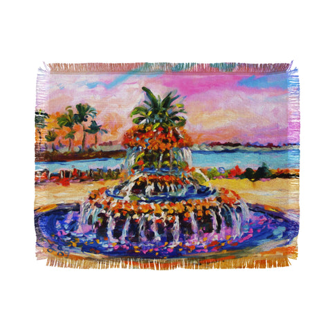 Ginette Fine Art Pineapple Fountain Charleston SC Throw Blanket