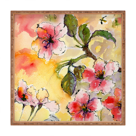 Ginette Fine Art Pink Blossoms Spring Square Tray