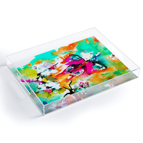 Ginette Fine Art Pink Butterfly Acrylic Tray