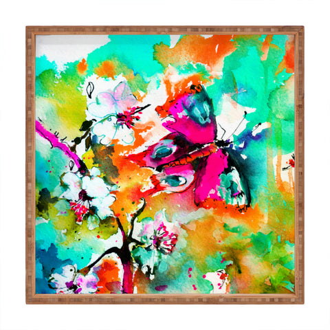 Ginette Fine Art Pink Butterfly Square Tray
