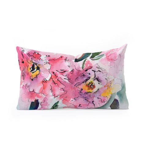 Ginette Fine Art Pink Camellias Oblong Throw Pillow