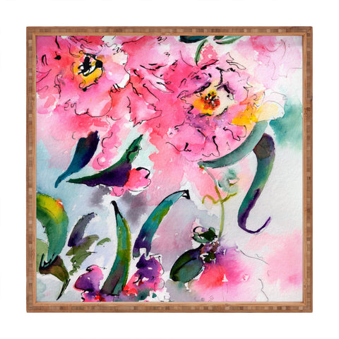 Ginette Fine Art Pink Camellias Square Tray