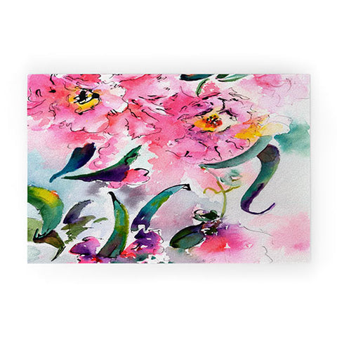 Ginette Fine Art Pink Camellias Welcome Mat