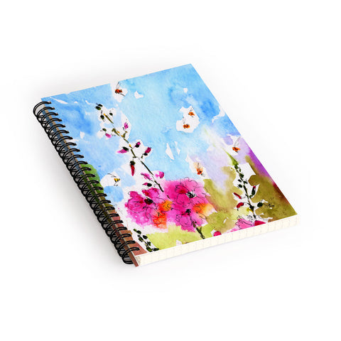 Ginette Fine Art Pink Lavatera 3 Spiral Notebook