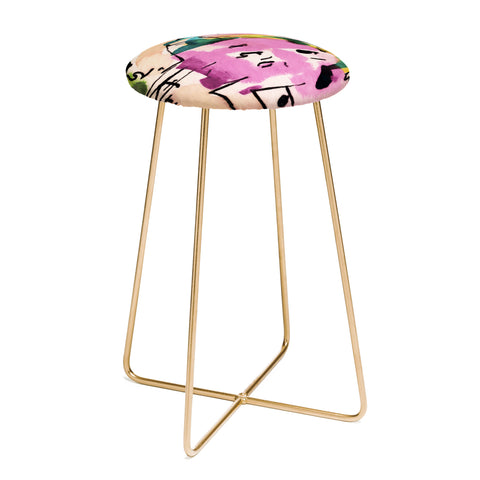 Ginette Fine Art Pink Twink Abstract Counter Stool