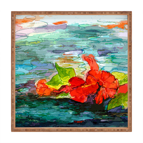 Ginette Fine Art Pool Flowers Square Tray