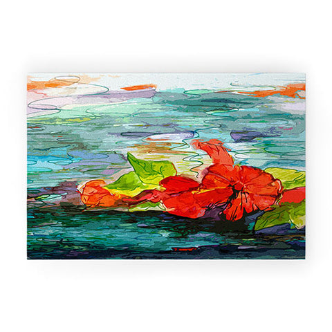 Ginette Fine Art Pool Flowers Welcome Mat