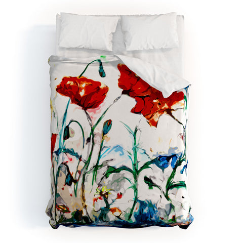 Ginette Fine Art Poppies In Light Duvet Cover