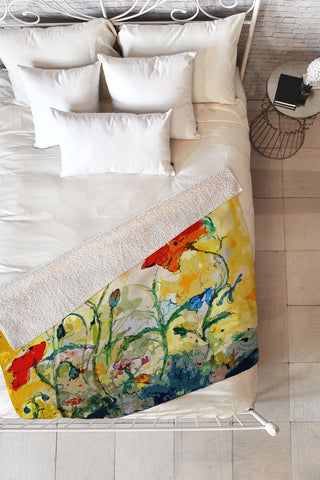 Ginette Fine Art Poppies Provence Fleece Throw Blanket