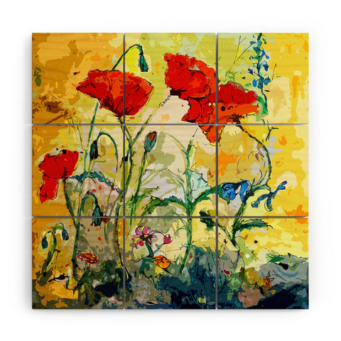 Ginette Fine Art Poppies Provence Wood Wall Mural