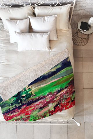 Ginette Fine Art Poppy Landscape Somme France Fleece Throw Blanket