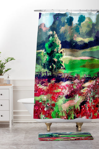 Ginette Fine Art Poppy Landscape Somme France Shower Curtain And Mat