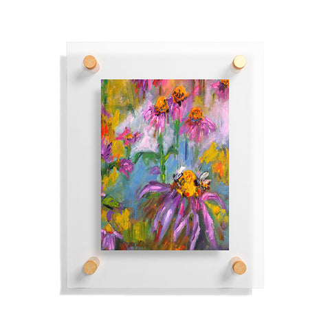 Ginette Fine Art Purple Coneflowers And Bees Floating Acrylic Print