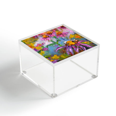 Ginette Fine Art Purple Coneflowers And Bees Acrylic Box
