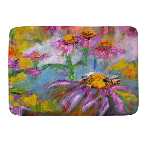 Ginette Fine Art Purple Coneflowers And Bees Memory Foam Bath Mat