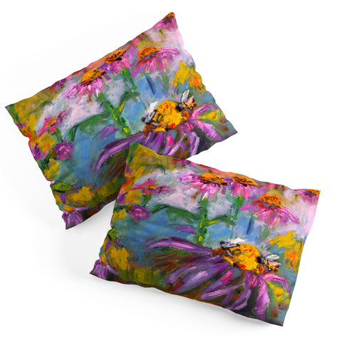 Ginette Fine Art Purple Coneflowers And Bees Pillow Shams