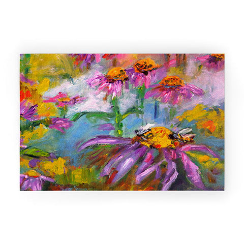 Ginette Fine Art Purple Coneflowers And Bees Welcome Mat