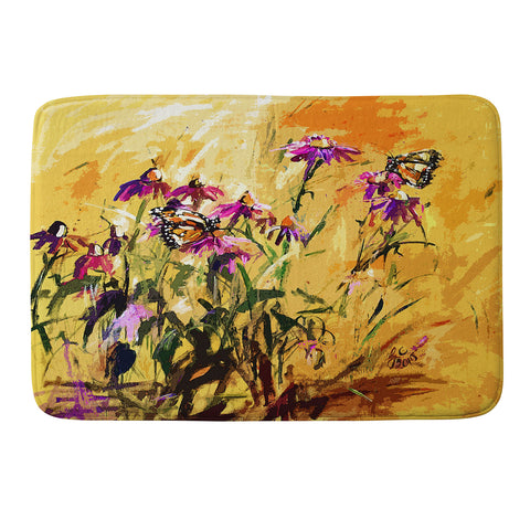 Ginette Fine Art Purple Coneflowers And Butterflies Memory Foam Bath Mat