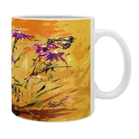 Ginette Fine Art Purple Coneflowers And Butterflies Coffee Mug