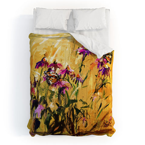 Ginette Fine Art Purple Coneflowers And Butterflies Comforter