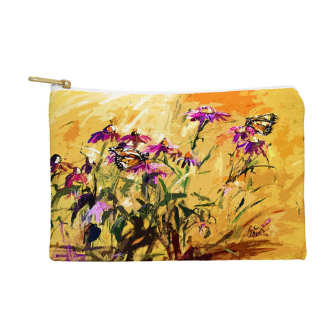 Ginette Fine Art Purple Coneflowers And Butterflies Pouch