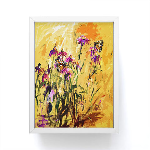 Ginette Fine Art Purple Coneflowers And Butterflies Framed Mini Art Print