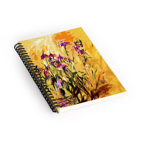 Ginette Fine Art Purple Coneflowers And Butterflies Spiral Notebook