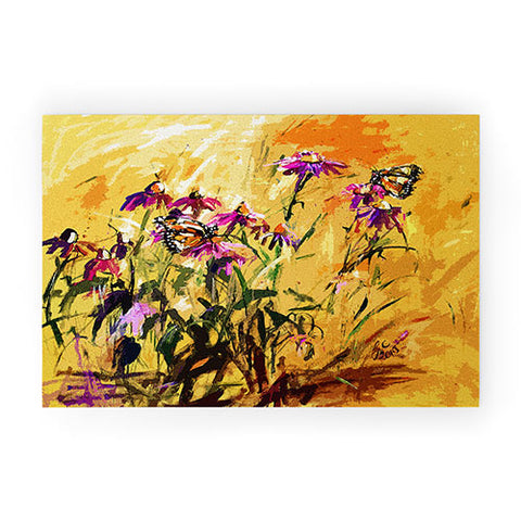 Ginette Fine Art Purple Coneflowers And Butterflies Welcome Mat