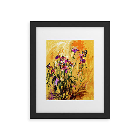 Ginette Fine Art Purple Coneflowers And Butterflies Framed Art Print