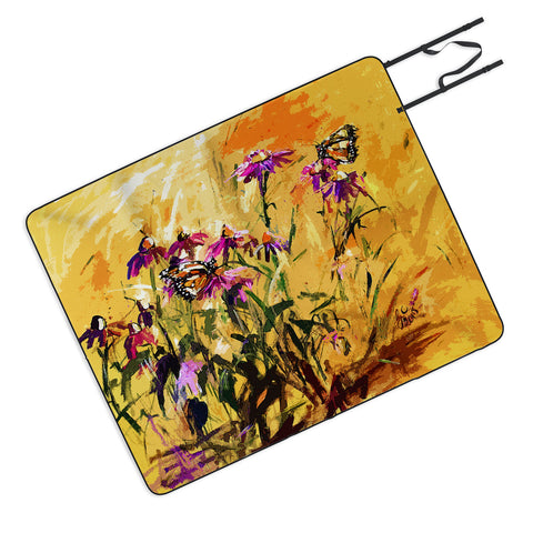 Ginette Fine Art Purple Coneflowers And Butterflies Picnic Blanket