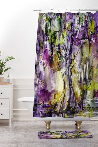 Ginette Fine Art Purple Magic Tree Shower Curtain And Mat