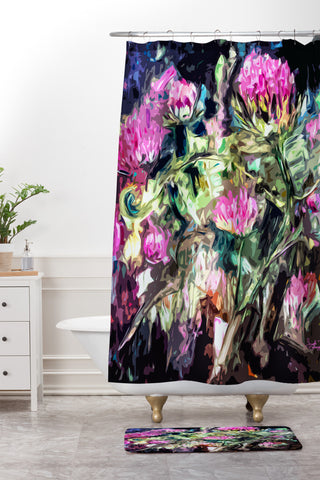 Ginette Fine Art Purple Thistles Shower Curtain And Mat