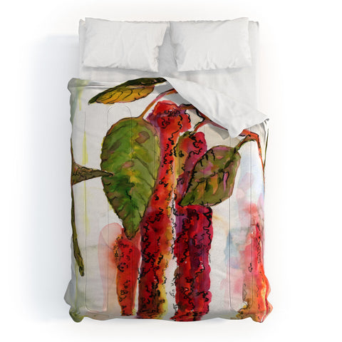 Ginette Fine Art Red Amaranth Modern Botanical Comforter