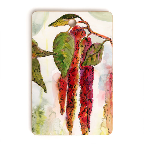 Ginette Fine Art Red Amaranth Modern Botanical Cutting Board Rectangle