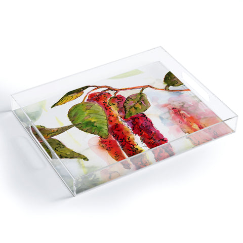 Ginette Fine Art Red Amaranth Modern Botanical Acrylic Tray