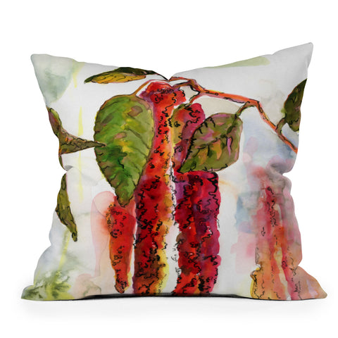 Ginette Fine Art Red Amaranth Modern Botanical Throw Pillow